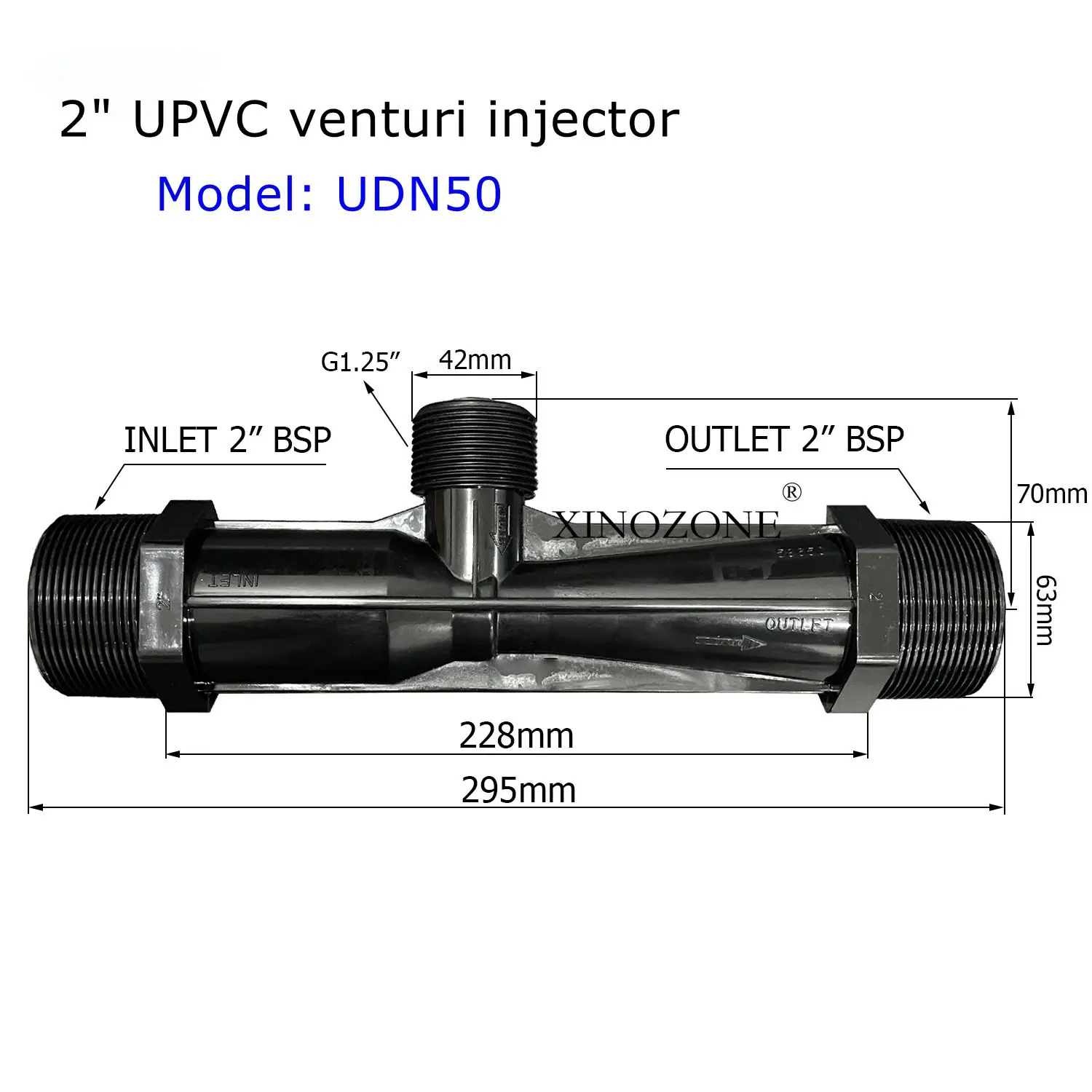 

Инжектор UPVC XinOzone UDN для смешивания газа и жидкости