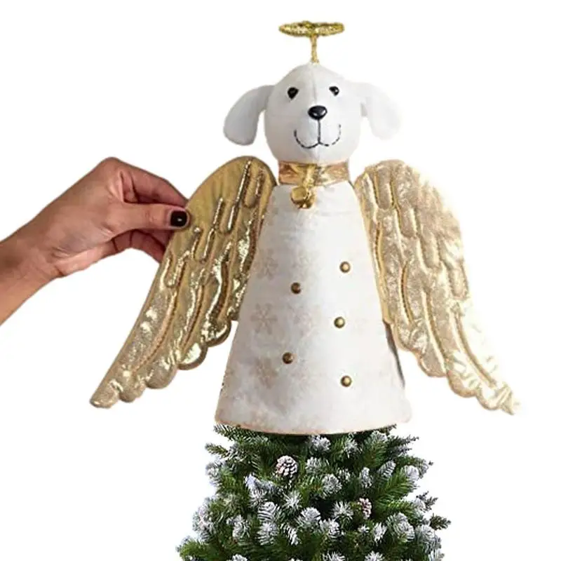 

Топпер для рождественской елки, золотой ангел, собака, Топпер, подвесной Рождественский полезный элемент для украшения дома, гостиной