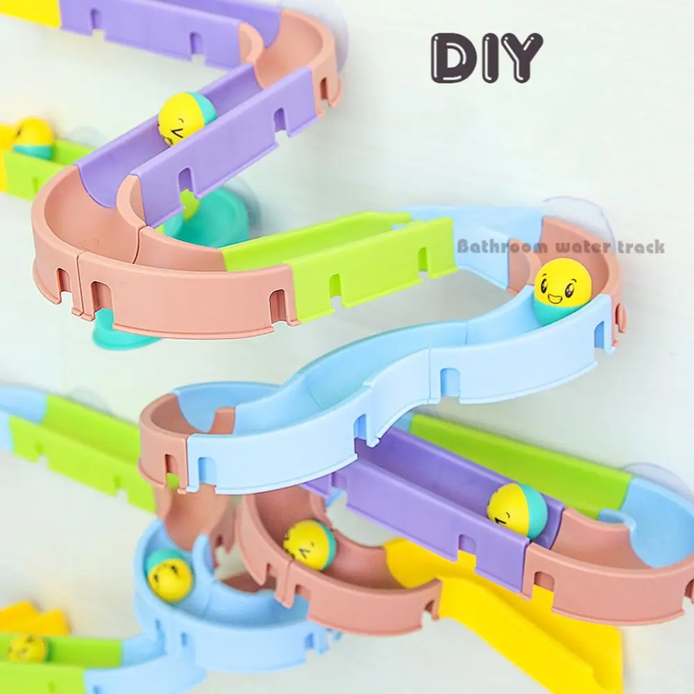 

Toys Water Spray Toy Set Stacking Cups Kids Play Bathroom Bathtub Run Assembling Track Baby Bath Toys Marble Race