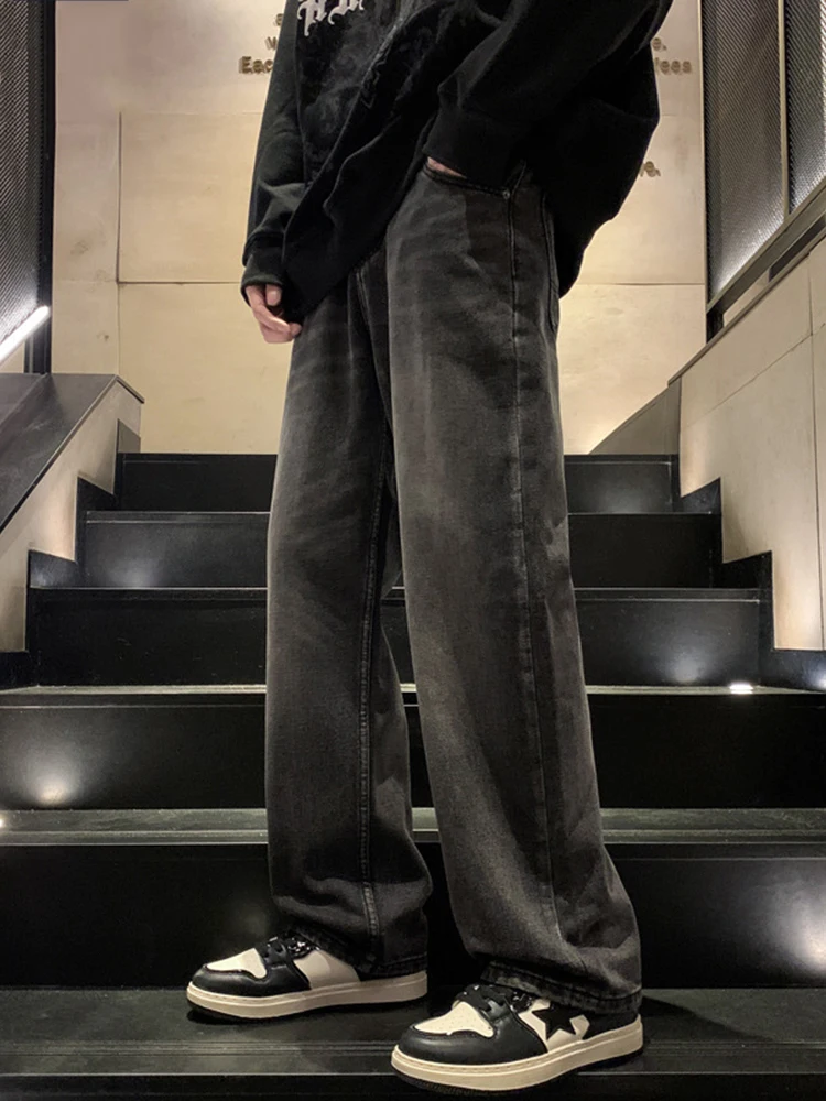 New Men's Hip -hop Street Wide -leg Jeans Men's American Retro Loose Straight Pants Casual Men's Clothes Ins -selling Clothing