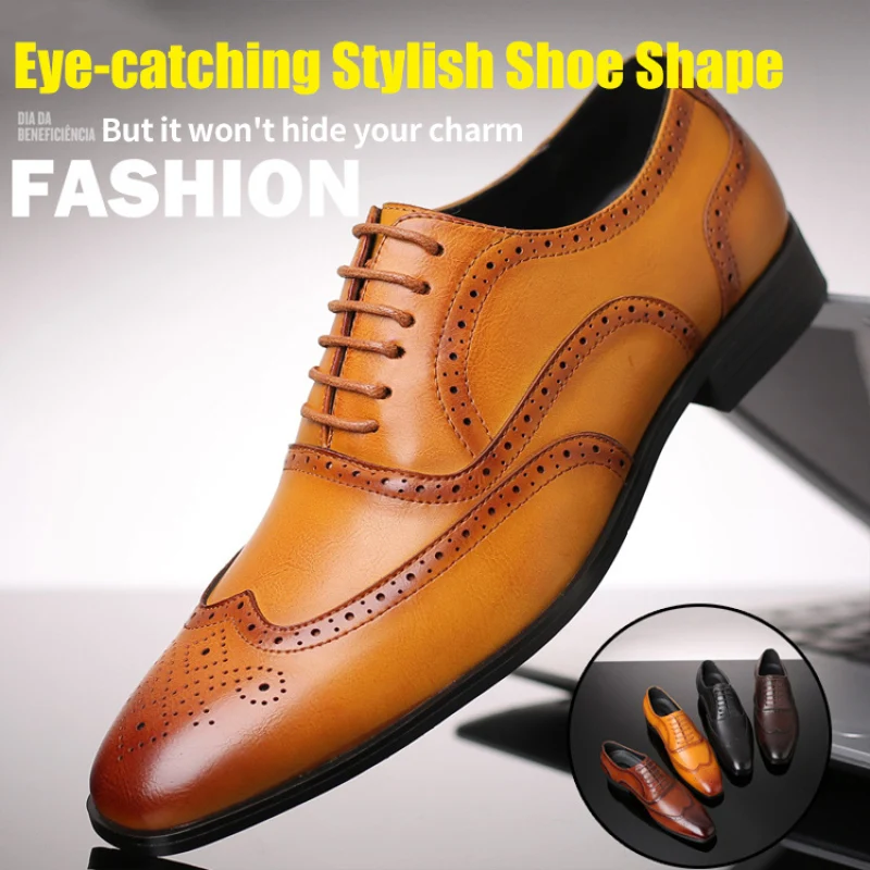 

New Men's Large Size Formal Leather Shoes Fashion Brogue Men's Shoes