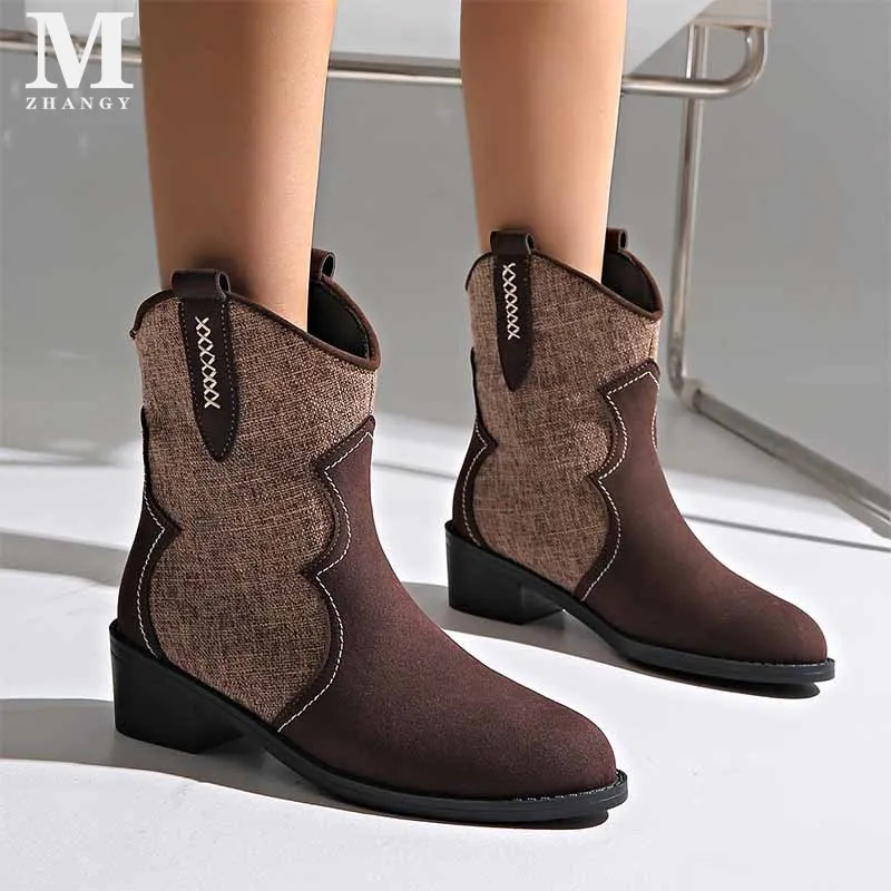 Женские замшевые ботильоны на массивном каблуке Элегантная Модная прогулочная