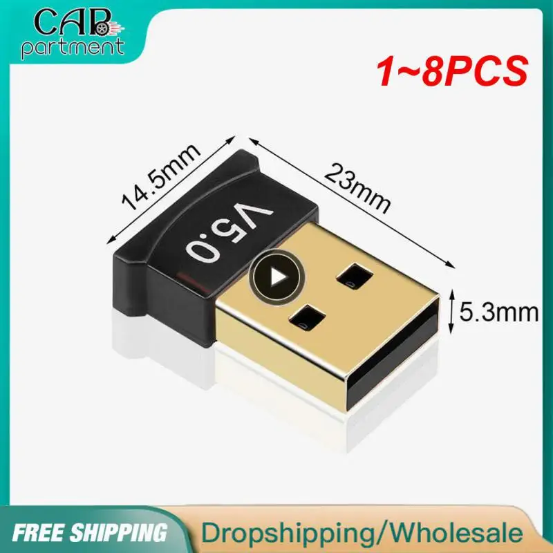 

1~8PCS Car USB Bluetooth 5.0 Adapter Transmitter Bluetooth Audio Receiver Wireless USB Adapter Expansion Auto Electronics