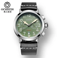 ochstin gq077a multifunctional luxury genuine leather strap watch for men waterproof casual quartz men wristwatch chronograph