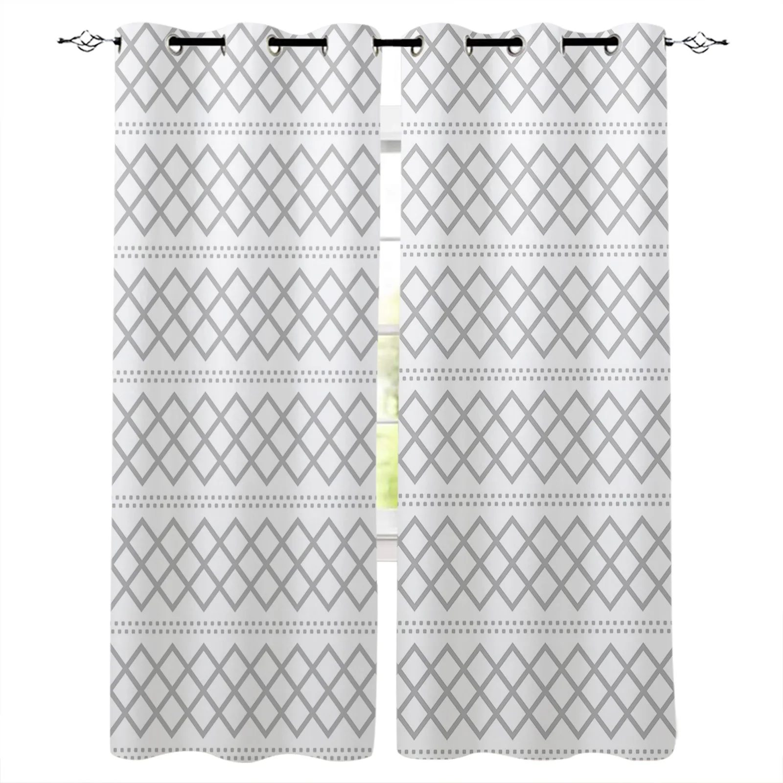 Занавески на окна с геометрической текстурой для гостиной и кухни затемняющие