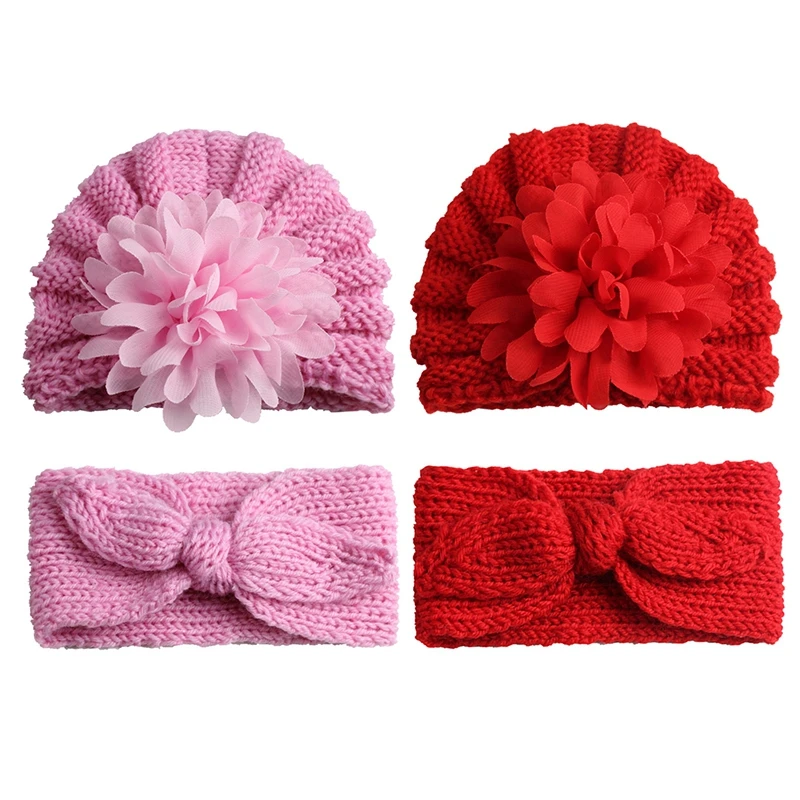 

Lovely Golden Dots Flower Baby Girls Hats Autumn and Winter Fashion Warm Knitting Wool Caps Infant Accessories Birthday Gifts
