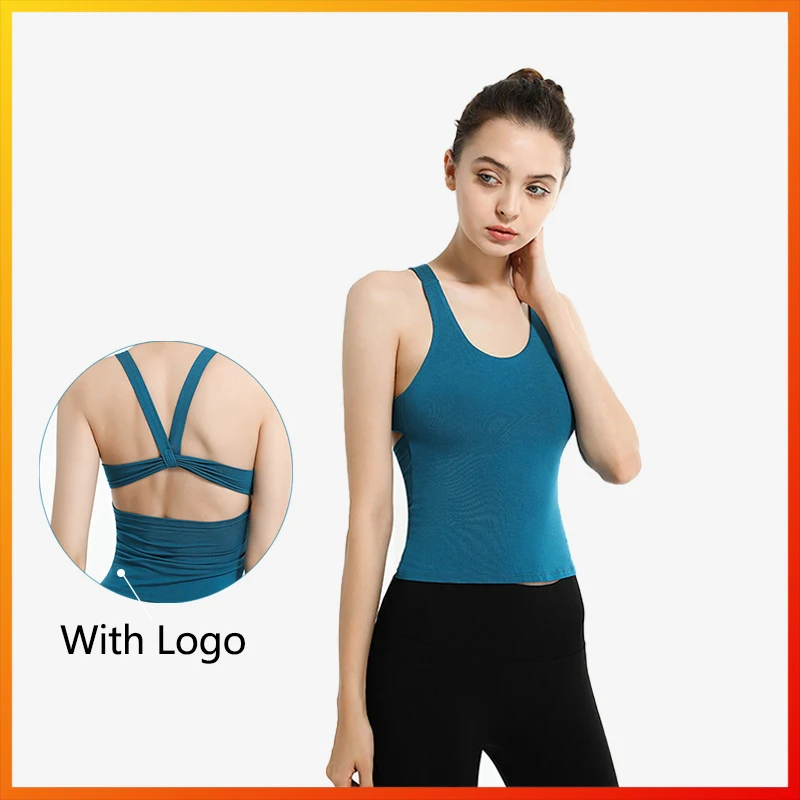 

Logo Women Back Cross Tank Top Four-color Elastic Sports Tank Top Yoga Running T-shirt Gym Exercise Breathable Quick-drying Top