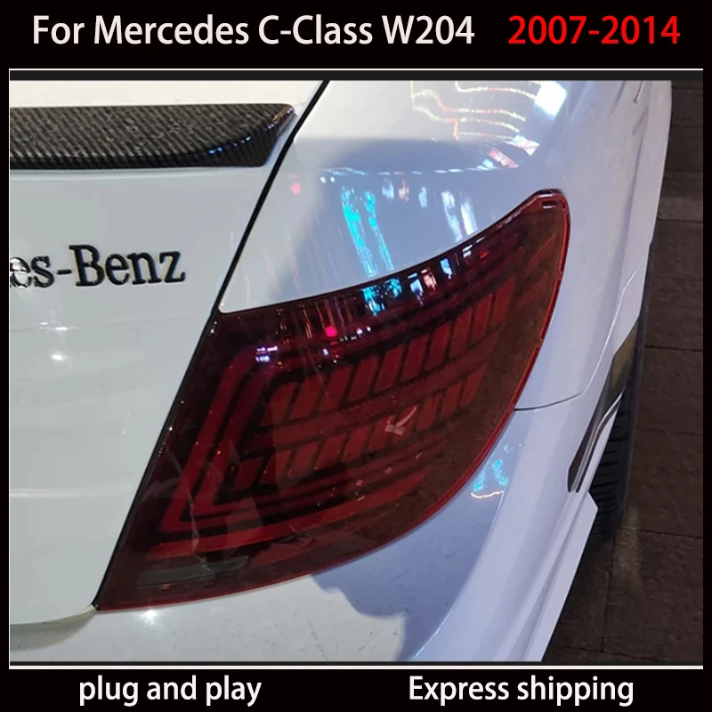 Фото Автомобильные аксессуары для задних фонарей Mercedes W204 2007-2014 Benz C Class Задний фонарь DRL + указатель поворота + тормоз + противотуманные фары + задний фонарь №1