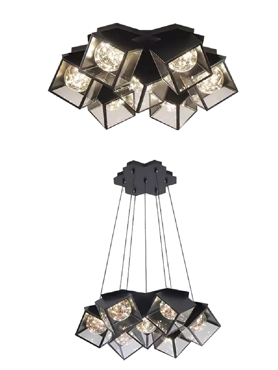 

Современный новый дизайн Звездная Люстра Светодиодная черная белая необычная Подвесная лампа с регулируемой яркостью люстры домашний дек...