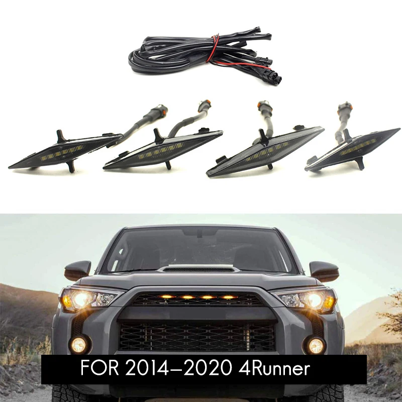 Для Toyota 4Runner TRD PRO 2014-2020 12 В с дымчатыми линзами янтарная светодиодная решетка 4 шт.