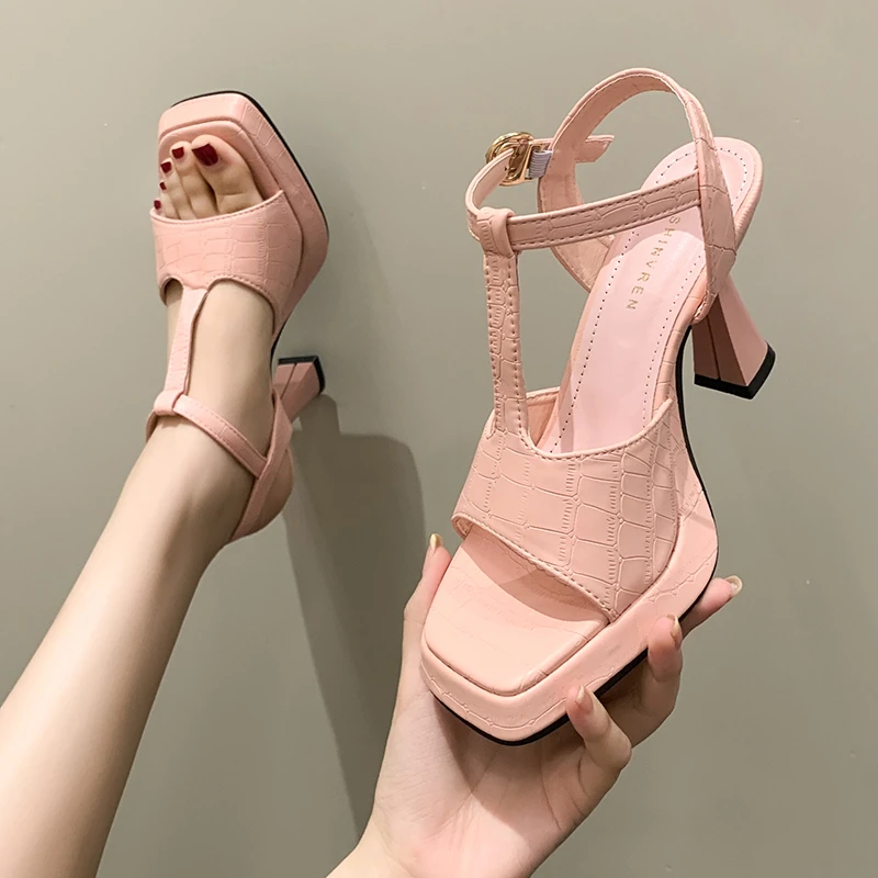 

Женские босоножки на толстом высоком каблуке, повседневные уличные сандалии, лето 2022