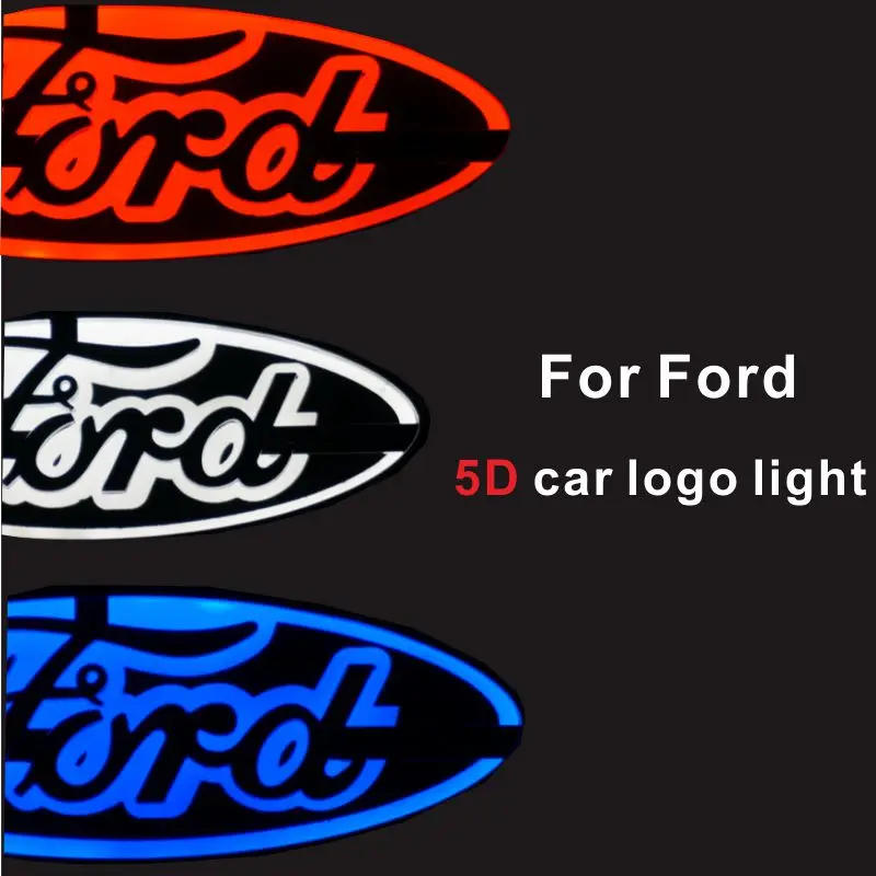 

For Ford FOCUS MONDEO Kuga car mid-grid LED light 5D car logo light front trunk decorative light to decorative light accessories
