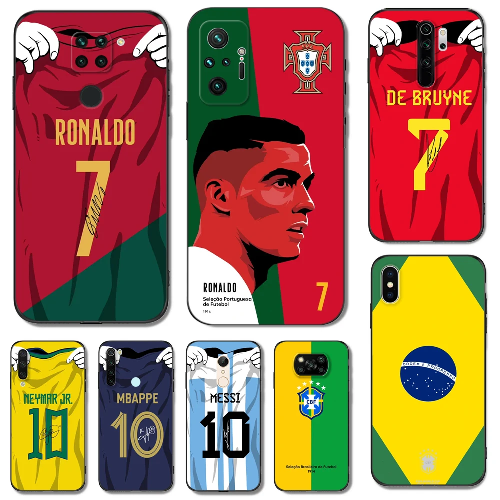 Черный чехол из ТПУ Для Xiaomi mi 10 10T NOTE 10 9 A3 lite 9T PRO, чехол с рисунком футбольной команды