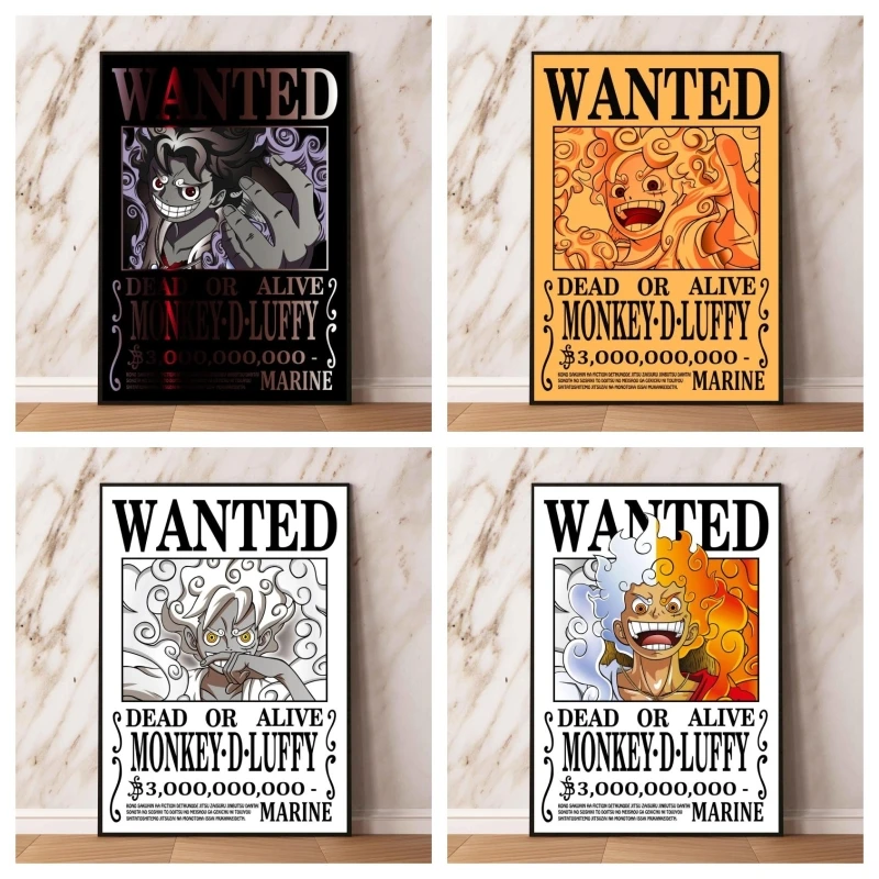 

Canvas Printing Luffy One Piece Bounty Wanted Poster Wall Art Home Modular Painting Cartoon Character Picture Prints Decor