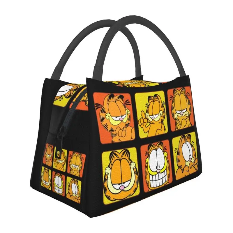 Bolsa de almuerzo con aislamiento térmico Vintage para gatos, bolsa de almuerzo con dibujos animados de Garfields bonitos para acampar al aire libre, almacenamiento de viaje, caja de comida