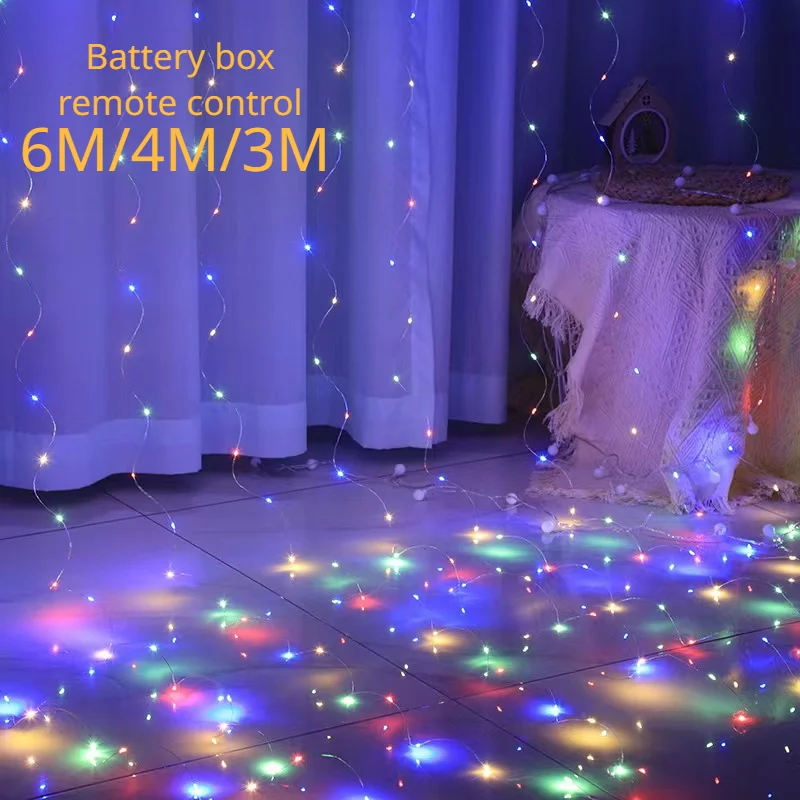 

Рождественское украшение с дистанционным управлением 6 м/3 м, праздничное свадебное сказочное цветочное кольцо, Фотоштора для спальни, бокс с аккумулятором, строка