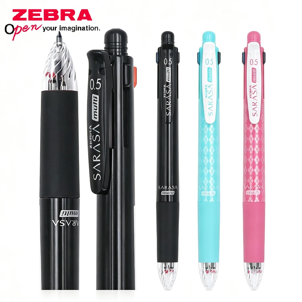 Фото Ручка-трансформер Zebra Japan J4SA11 SARASA Multi 5 в 1, 4 цвета гелевой ручки + механический карандаш 0,5 мм, канцелярские принадлежности для школы и офиса. №1