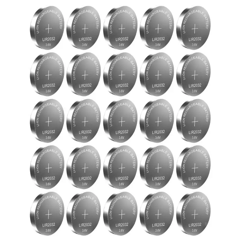 Набор из 5/10/15/20/25/30 шт. перезаряжаемых батарей-таблеток 3 6 В 40 мАч LIR2032 LIR 2032