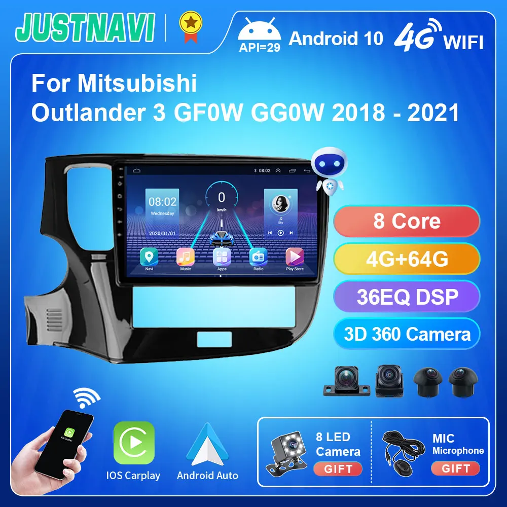 

Автомагнитола QT5 на Android 10,0 для Mitsubishi Outlander 3, GF0W, GG0W, 2018-2021, 2Din, GPS, 4G