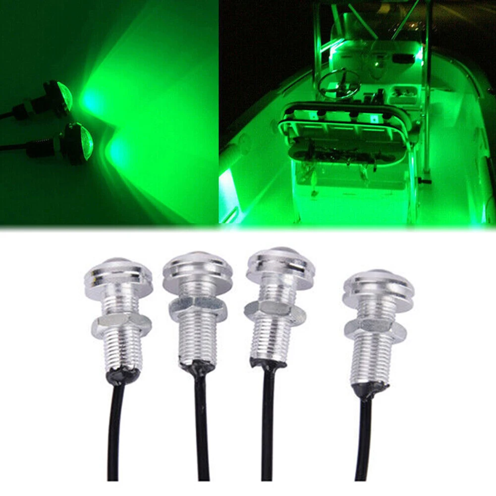 

4x Silver LED Boat Light Waterproof 12v Deck Storage Kayak Bow Trailer Green For Seadoo GTX WaveRunner