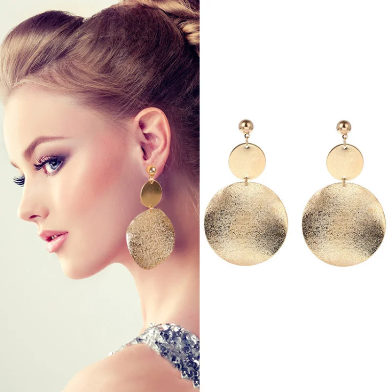 

Fashion Statement Earrings 2023 Big Geometric Round Earrings For Women Hanging Dangle Earrings Drop Earing Modern Female Jewelry