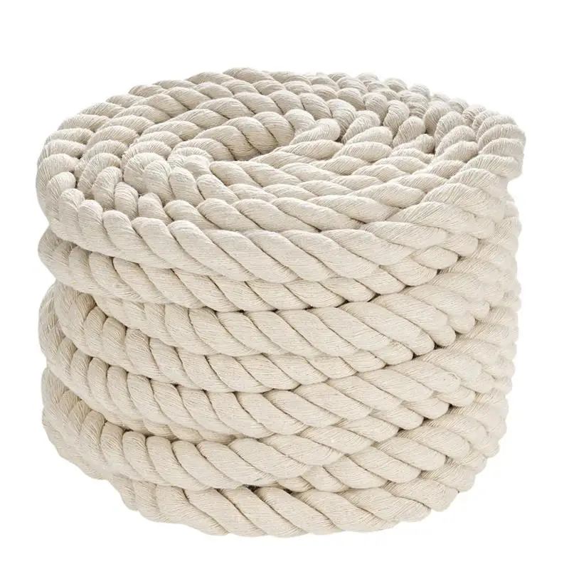 

Natural Cotton Rope Strong 0.79in 3-Strand Twist Rope 50ft Twisted Cotton Rope Cord For DIY Bed Swings Pet Toys Rope Baskets Bag