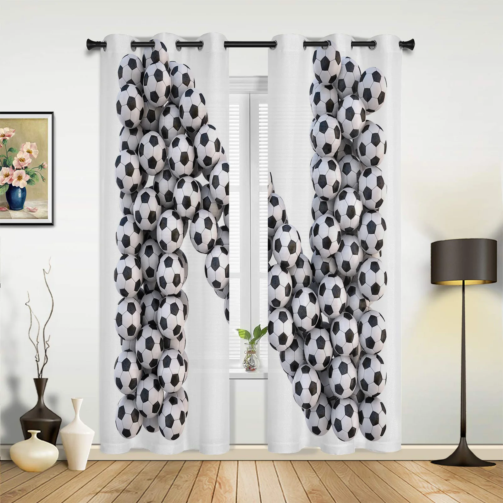

Football N Letter Art Design Curtains for Bedroom Living Room Drapes Kitchen Children's Room Window Curtain Modern Home Decor