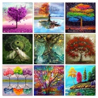 gatyztory diy painting by numbers tree handpainted oil painting scenery picture paint home decor unique gift