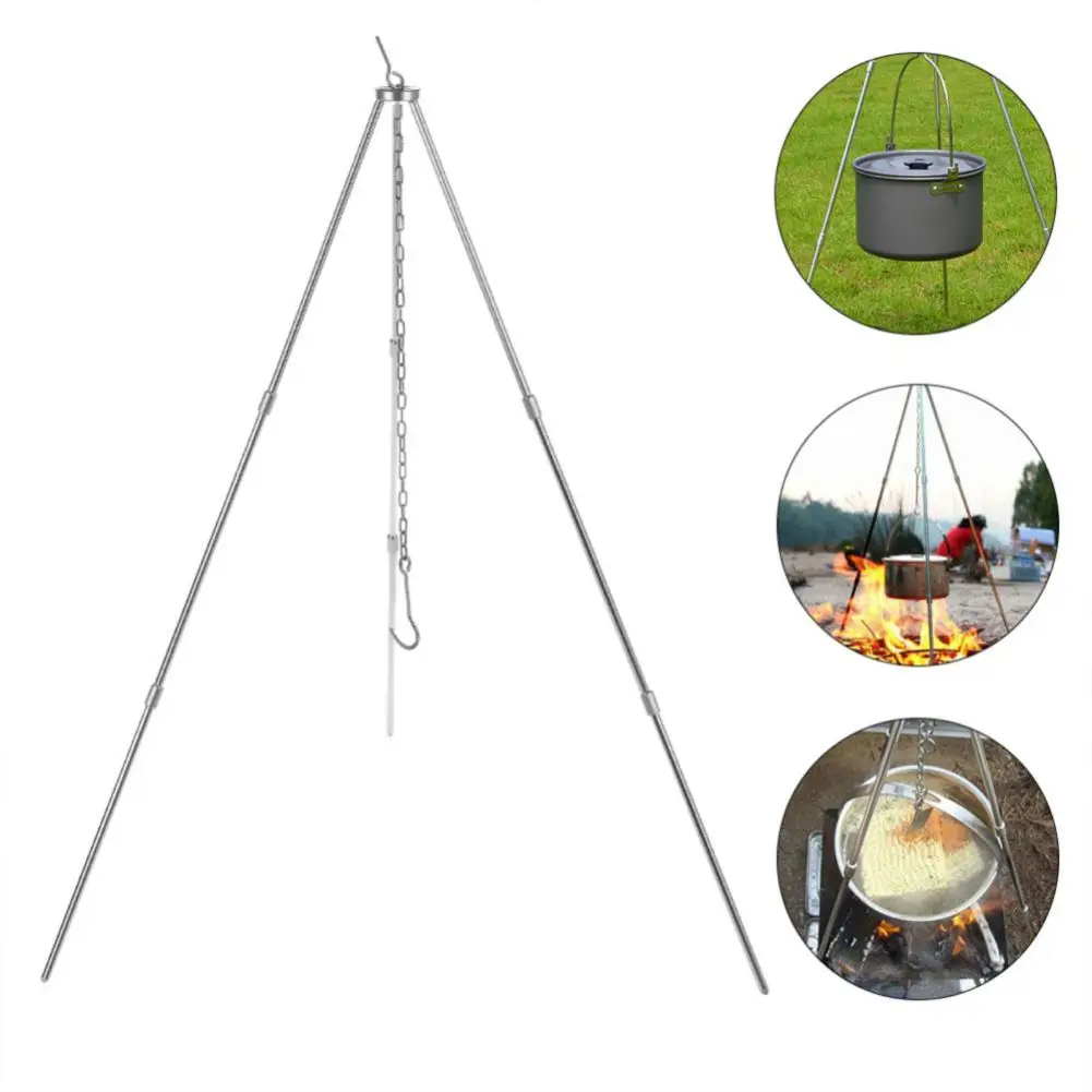

Portable Camping Picnic Cooking Tripod Cookware Accessory Aluminium Alloy Water Soup Stand For BBQ Barbecue Camping Picnic