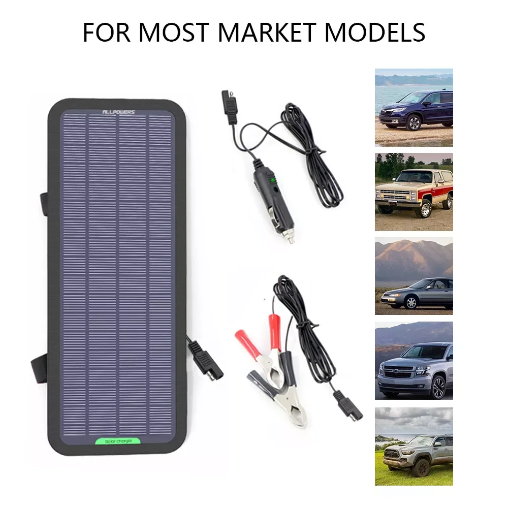 

NEW2023 ALLPOWERS Solar Panel 18V 5W Battery Charger Maintainer Charger for Automobile Motorcycle Tractor Boat RV Batteries