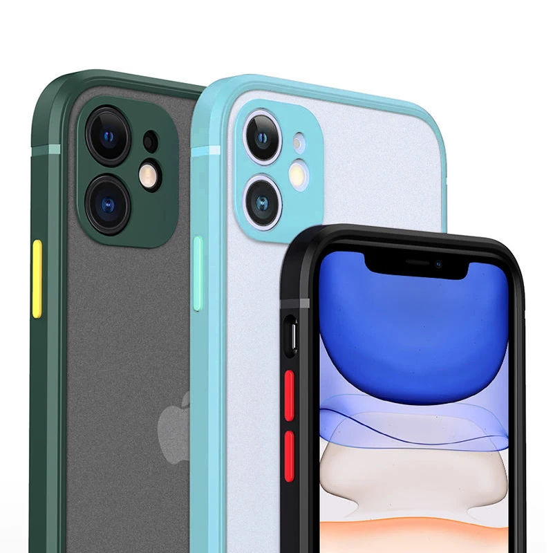 

Shockproof Armor Matte Case For iPhone 12 11 Pro Xs Max XR X 7 8 Plus SE 2020 Mini Luxury Silicone Straight Frame Cover Coque