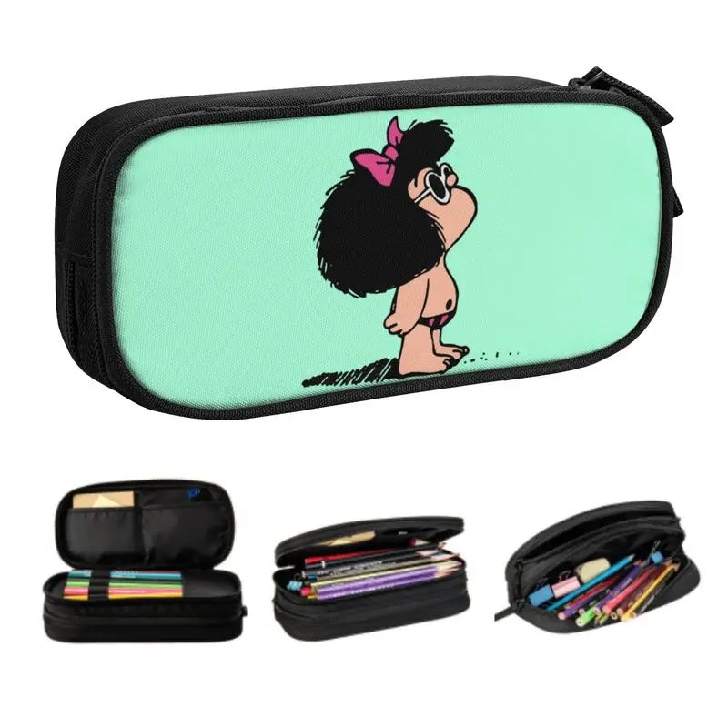 

Mafalda с купальником, милые карандаши, большой вместимости, Классический пенал для мальчиков и девочек с рисунком Аргентины и манги, школьный пенал для учеников