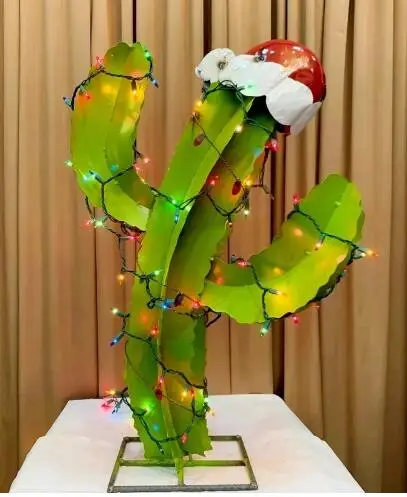 

Сияющая книжная полка, скульптура, рождественские светящиеся украшения, светящиеся железные кактусы, 3D имитация кактуса, матричное украшен...