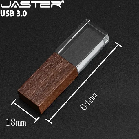 JASTER Высокоскоростной флэш-накопитель USB 3.0 128 ГБ 64 ГБ Fashion Crystal Pen Drive Бесплатный индивидуальный логотип Красочный светодиодный бизнес-подарок USB-накопитель