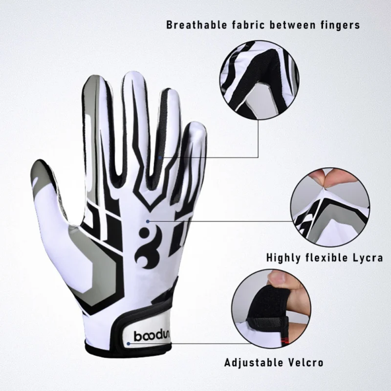 1 Pair Baseball Gloves Full Finger Anti Slip Gel Rugby American Football Gloves Outdoor Sport Gloves for Men Women