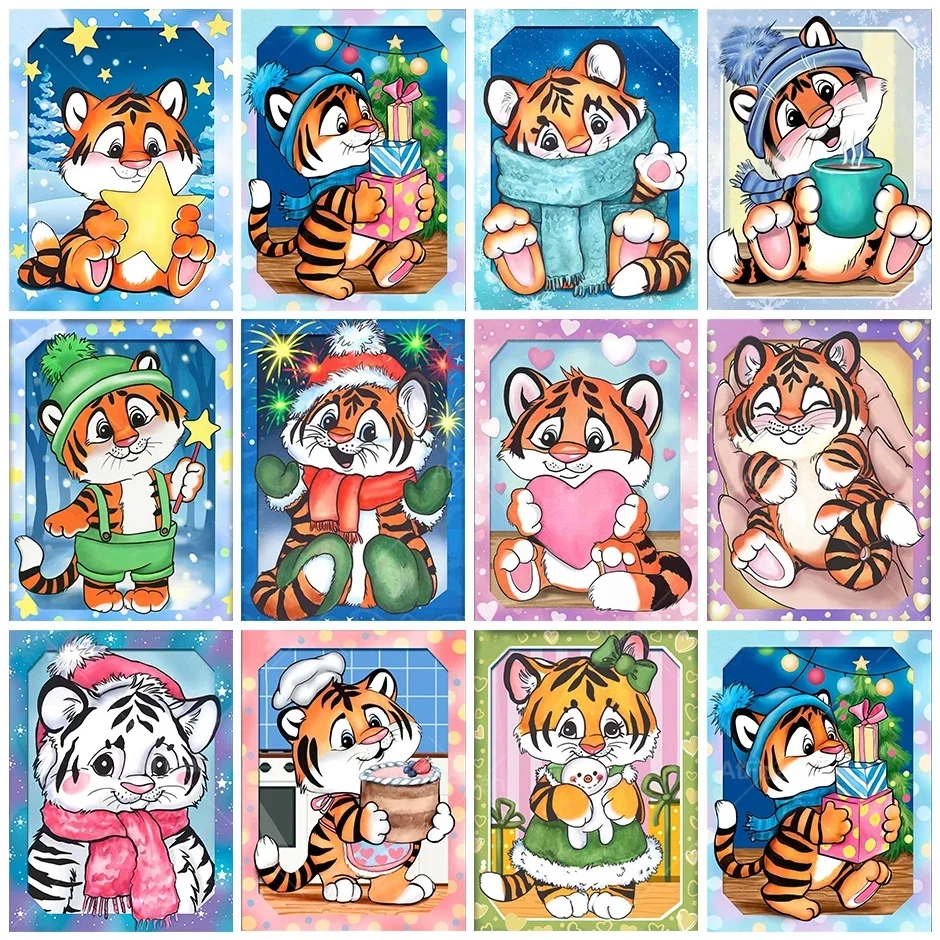 

5D Diamond Painting Tiger Animal Full Square Diamond Embroidery Cartoon Mosaic Rhinestones Picture Cross Stitch Kit Wall Decor