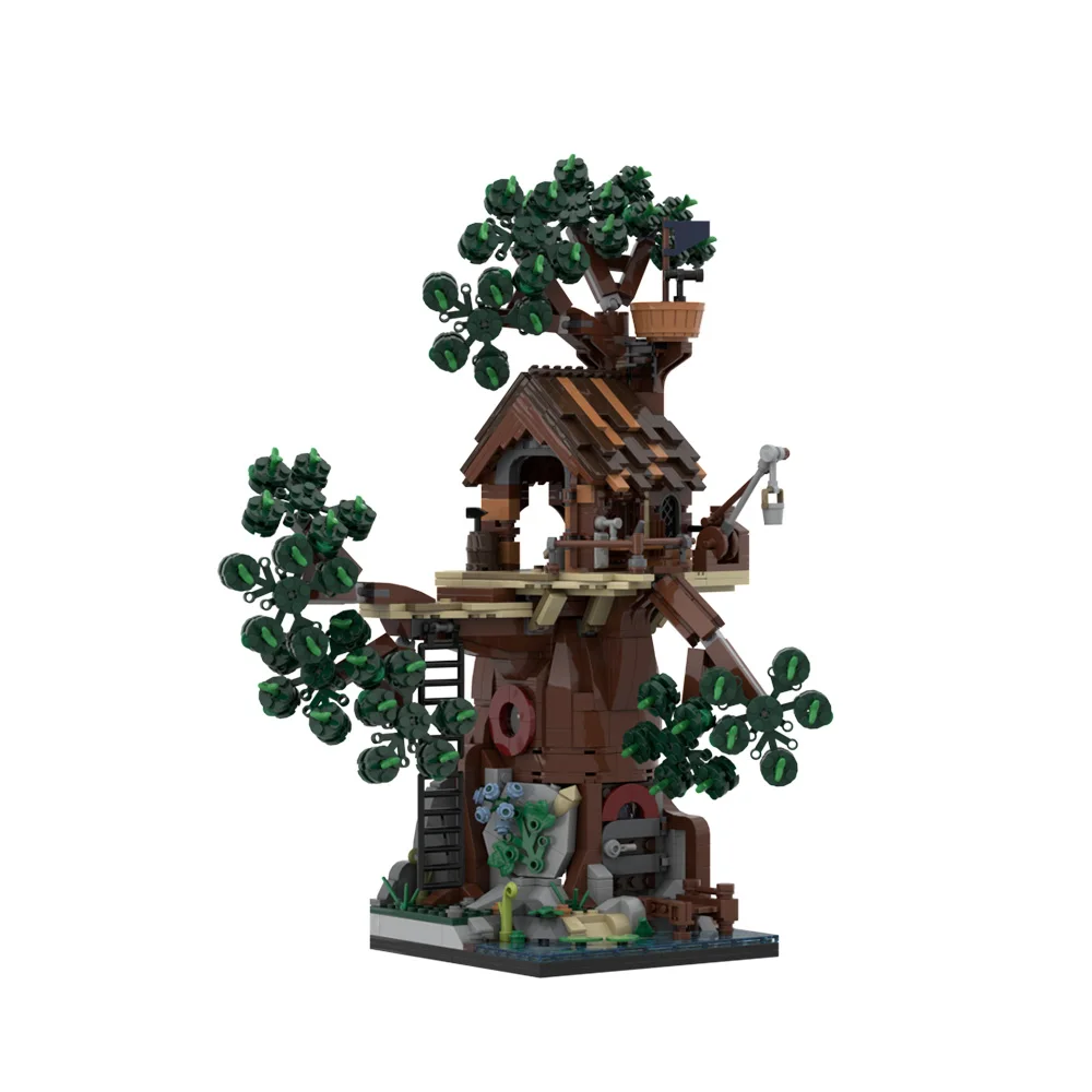 Gobricks MOC Woodland Retreat строительные блоки модель лесных старых деревьев креативный дом