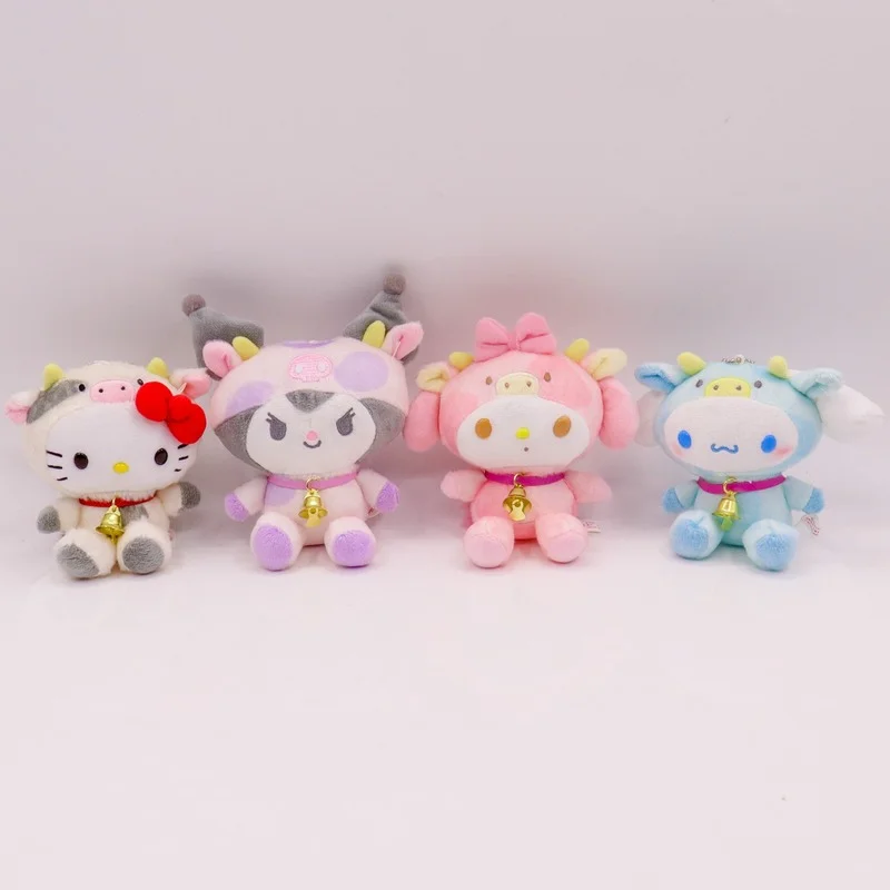 

Kawaii Sanrioed Anime series mymelody Cinnamoroll Kuromi cute Fashion creative COS Cattle soft plush doll toy pendant small gift