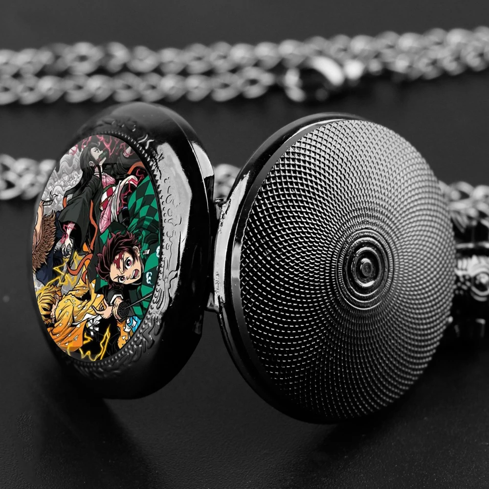 Новые винтажные карманные часы Demon Slayer Tanjiro Nezuko кварцевые FOB с цепочкой и