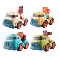 cartoon cute electric soundlight music simulation engineering vehicle mini excavator cement beach mixer truck kid baby toy gift