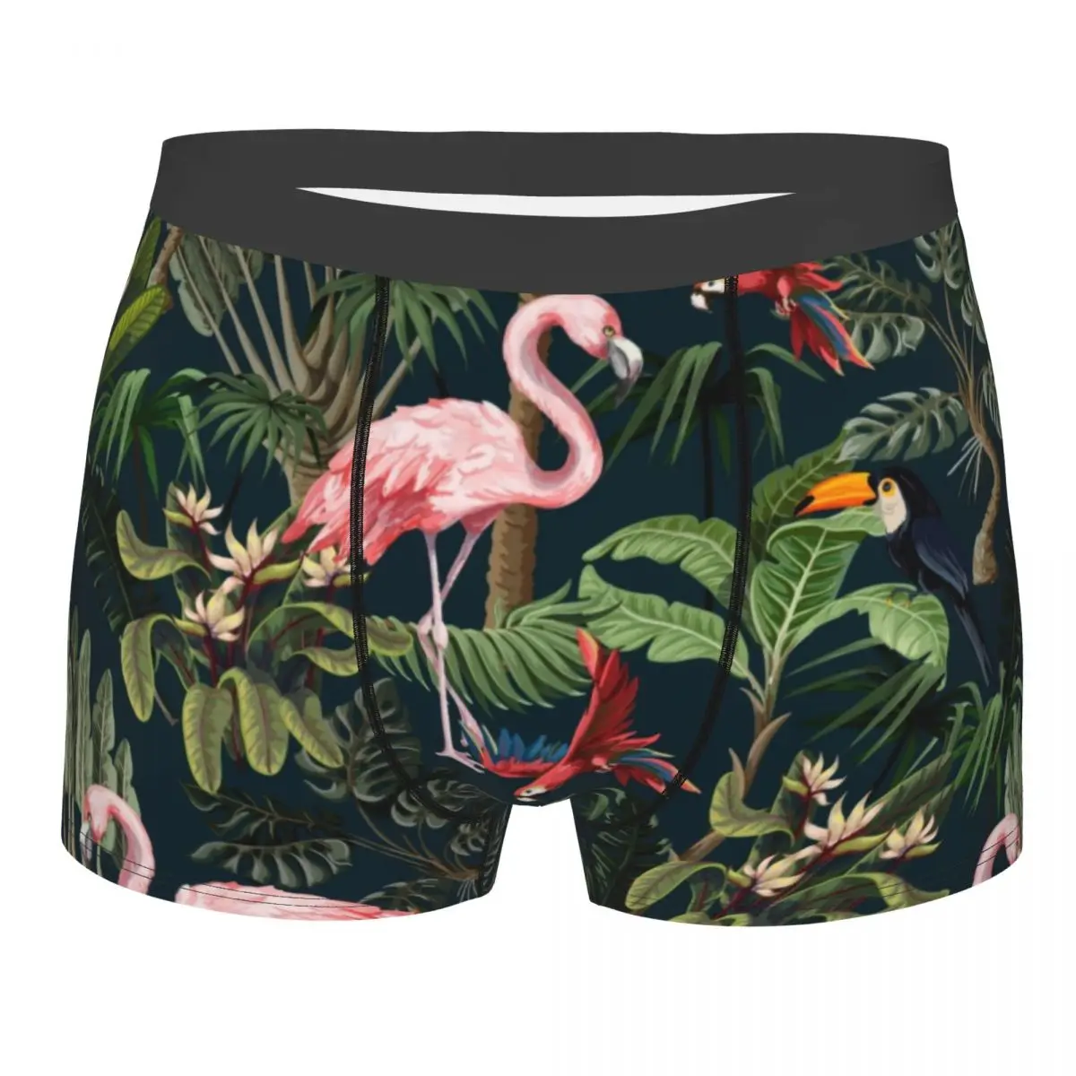 

Новинка, узор джунглей с туканом, фламинго и попугай, брифы для мужчин, удобные трусы с тропическими птицами, нижнее белье
