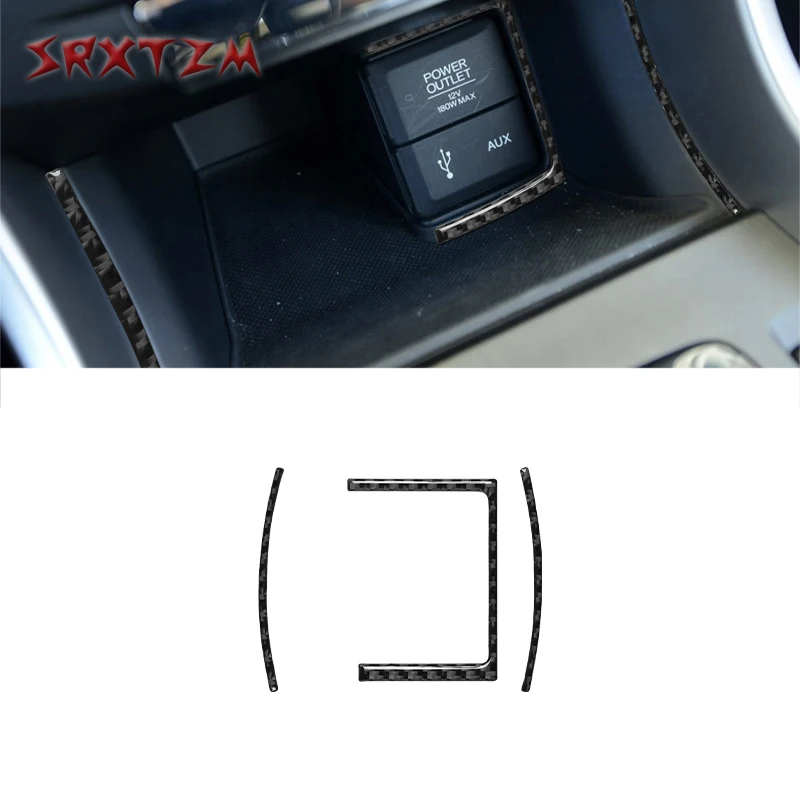 

Auto Interior Carbon Fiber Car Cigarette Lighter Panel Sticker Power Outlet AUX Trim Decal LHD For Honda Accord 2013-2017