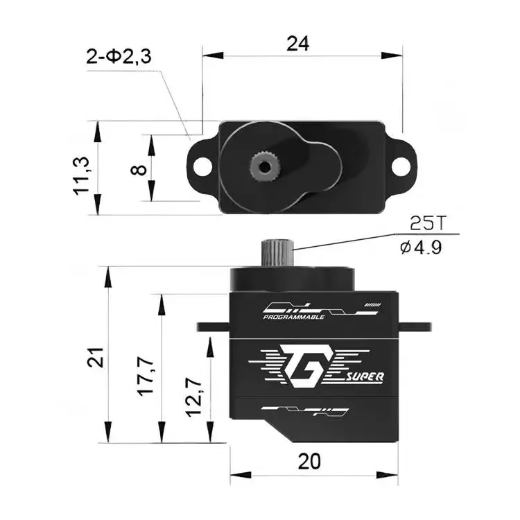 Фото TG RCING TG Super 1/24 1/28 MINI Металлический сервопривод ZH1.5 Разъем Черный/Фиолетовый (25T Сервопривод Внешний диаметр 4,9 мм) №4