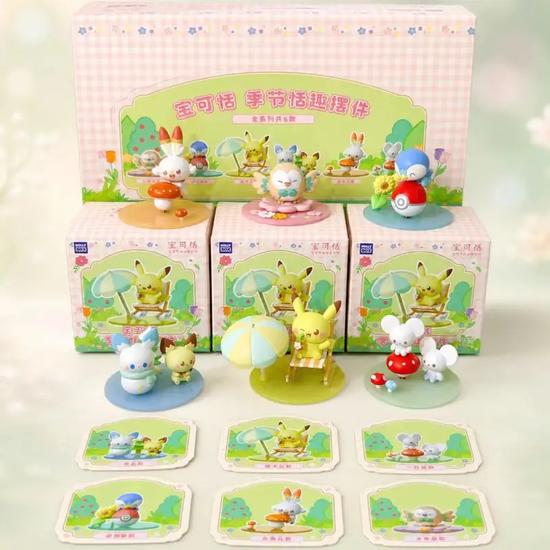 Фото Официальные оригинальные коллекционные фигурки Pokemon Pokepeace Seasonal Fun Ornaments в закрытой упаковке, полный набор из 6 видов: Пикачу, Пиплуп, Роулет, подарок для коллекционеров. №2
