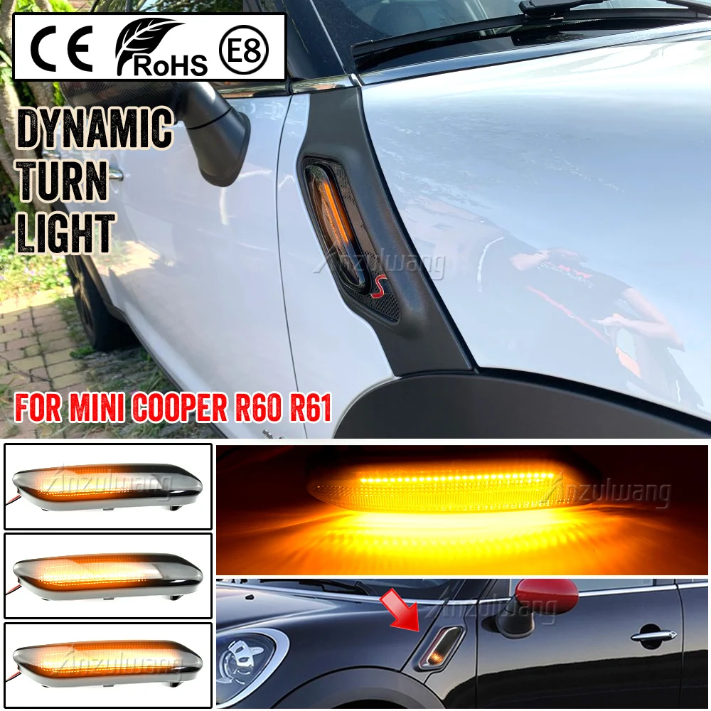

Dynamic scroll flashing LED Side Marker Indicator Lamp For BMW MINI COOPER R60 R61 COUNTRYMAN PACEMAN Turn Signal Fender Lights
