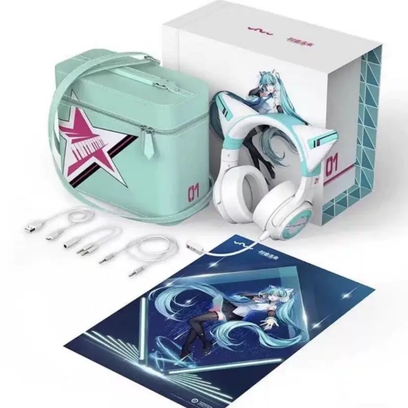 

Limited Edition Genuine Anime Hatsune Miku Headworn Cat Ear Earphones Peripheral Cosplay Props Game Earphones Girl Kawaii Gift
