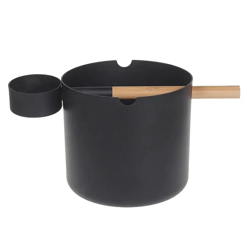 

Barrel Sauna Ladle Portable Bucket And Ladle Set Aluminium 7 Liter Sauna Bucket With Ladle Handmade Wooden For For Stress Relief