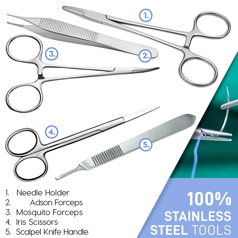 

Suture Kit,Stainless Steel Training Instruments with Scalpel Blades for Veterinarian,Biology and Dissection Lab Students