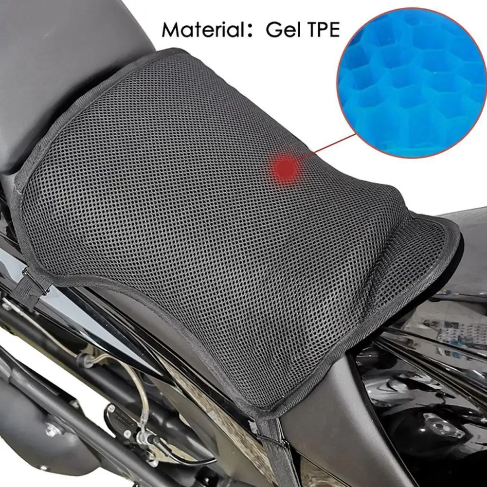 Motorcycle Gel Seat Cushion Breathable Heat Insulation Air Pad Cover Anti Slip Sunscreen Seat Cover Shock Absorption Four Season