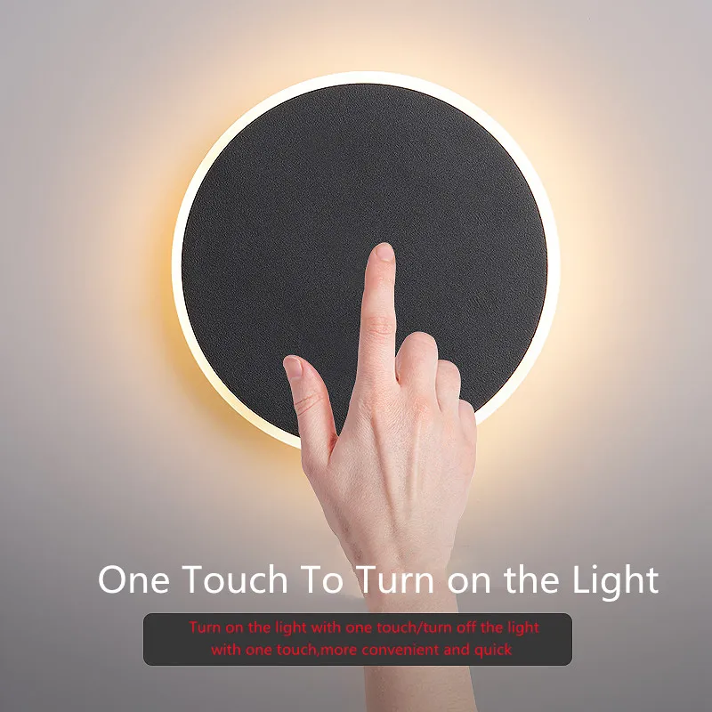 

Круглый внутренний настенный светильник для спальни, прикроватные светильники, лампа с сенсорным выключателем, светодиодный светильник дл...